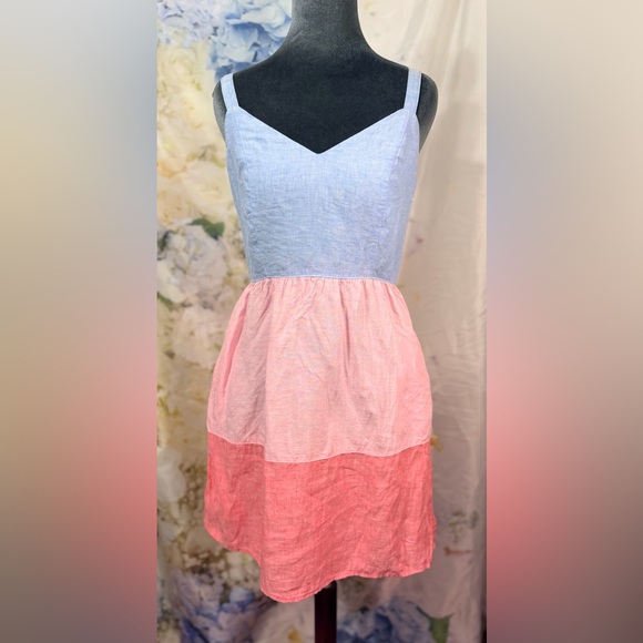 Cynthia Rowley Dresses & Skirts - Cynthia Rowley Strapless Dress in Cream Blue & Red Linen Easter Spring Summer